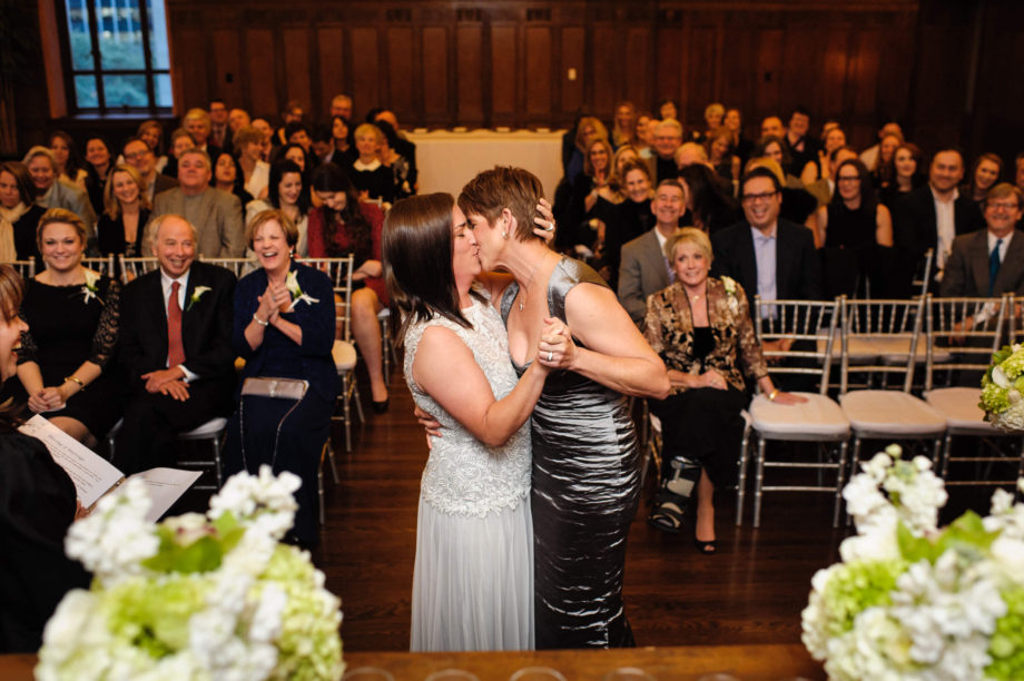 brides first kiss lesbian gay wedding ceremony