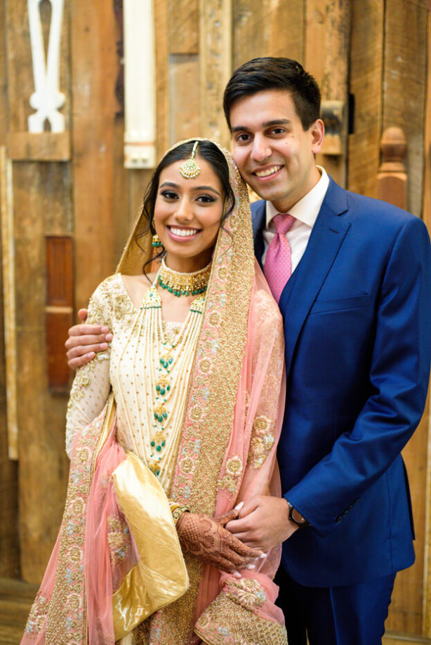 Indian bride groom classic portrait indoors