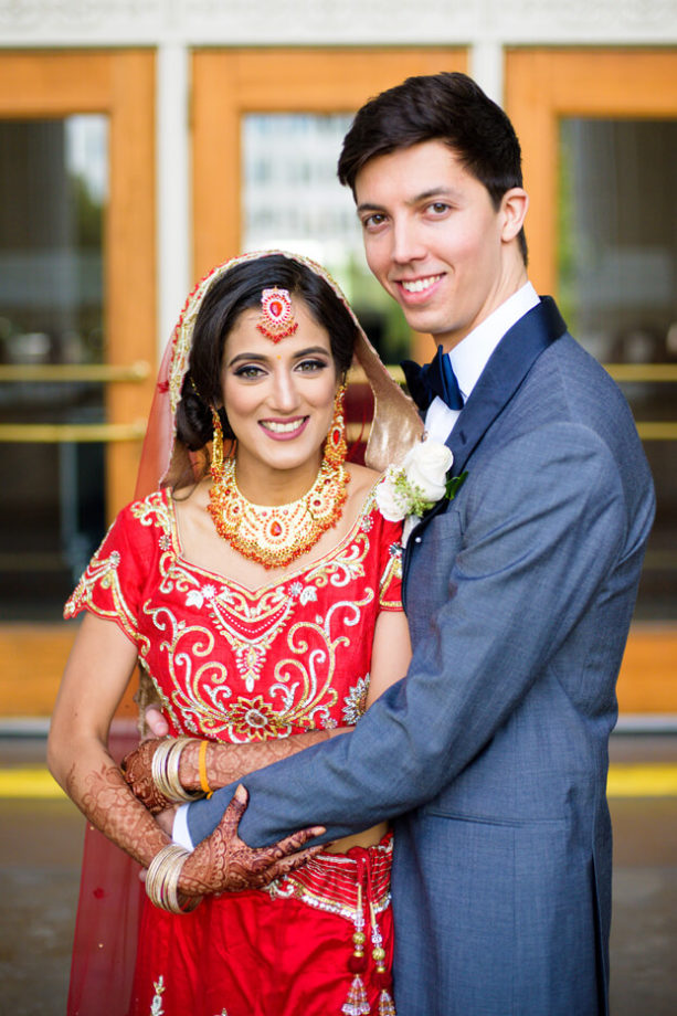 Indian bride groom classic portrait outdoors