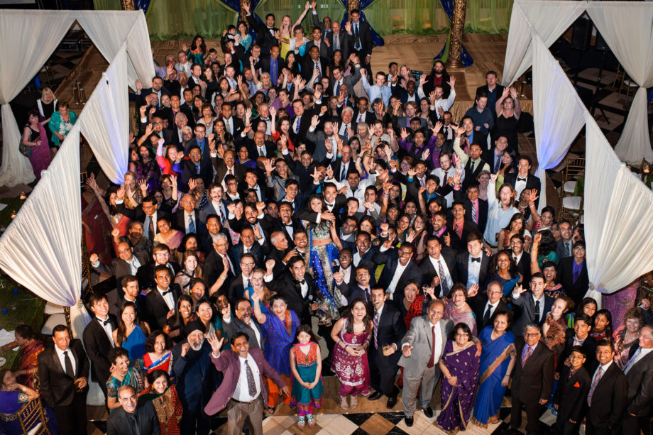 every all wedding guests complete group photo Hotel Intercontinental Dallas