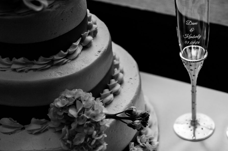 wedding cake inscribed engraved champagne flute detail