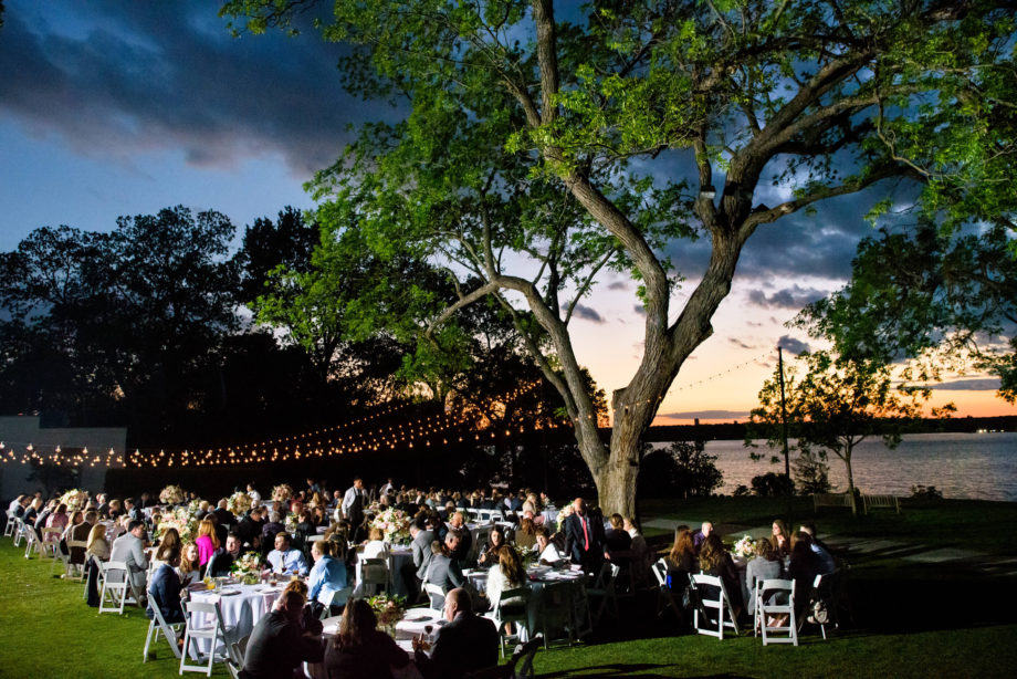 Dallas Arboretum White Rock Lake sunset wedding dinner reception