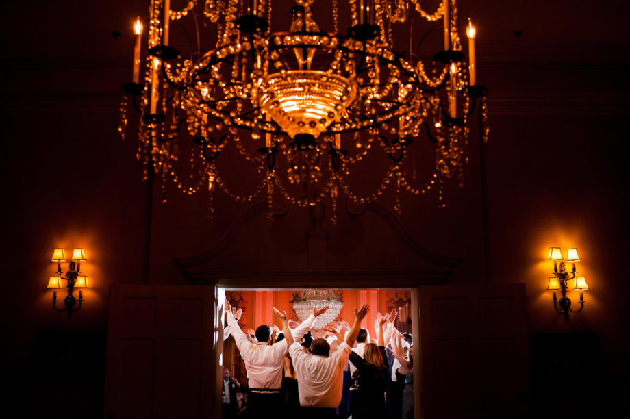 wedding reception dance party Arlington Hall Dallas chandeliers